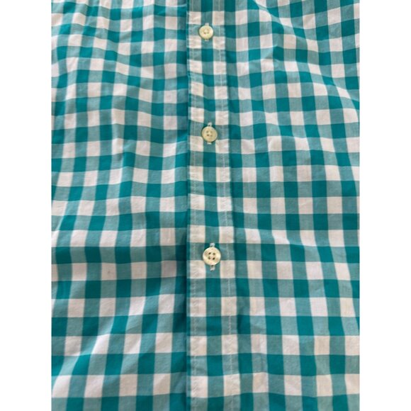 Tailored by J.Crew Mens Teal Gingham check button down all Cotton poplin Shirt L - Picture 6 of 10